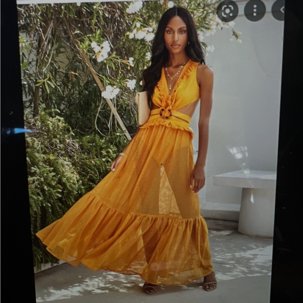spiced up fringe cut out maxi dress